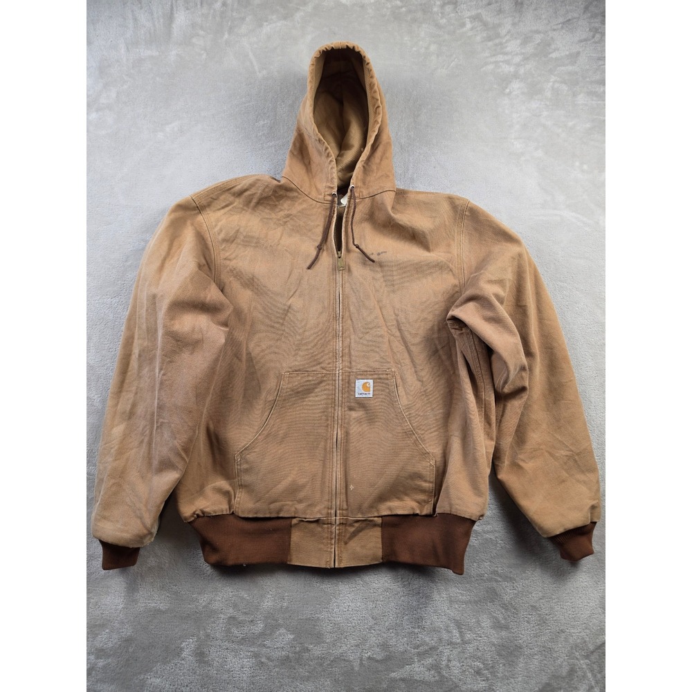 Vtg Carhartt Active Jacket JR116 Mens XLT Brown Canvas Thermal Lined Work 1993